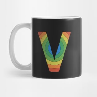 Retro Rainbow 'V' Sticker Mug